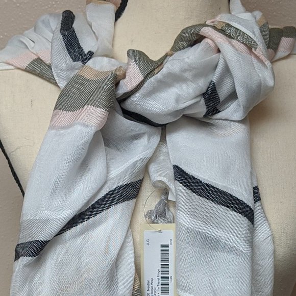 COLLECTION XIIX NEUTRAL POPPING STRIPES Wrap Scarf - Picture 5 of 10